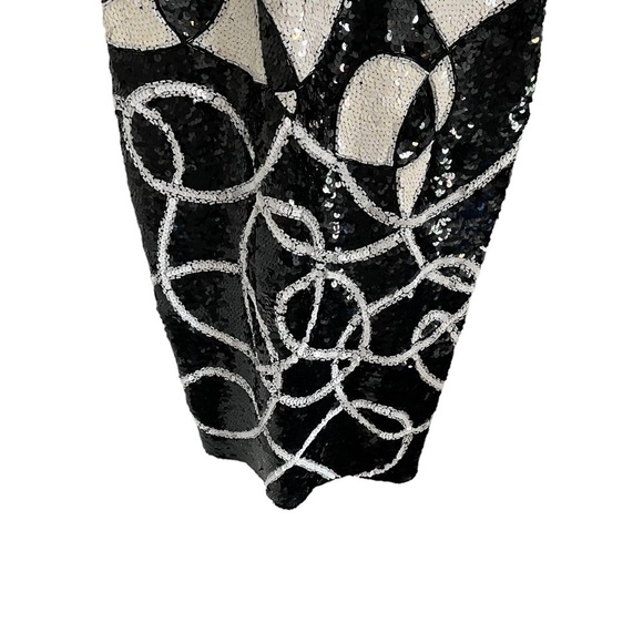 VINTAGE 80s TADASHI Sequin Mod Midi Dress - Picture 6 of 12